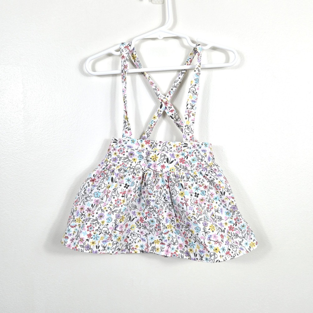 Disney Baby Girl White Ditsy Floral Baby‎ Bambi Whimsical Pinafore Dress 24Mo
